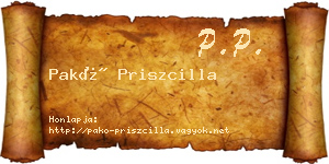 Pakó Priszcilla névjegykártya